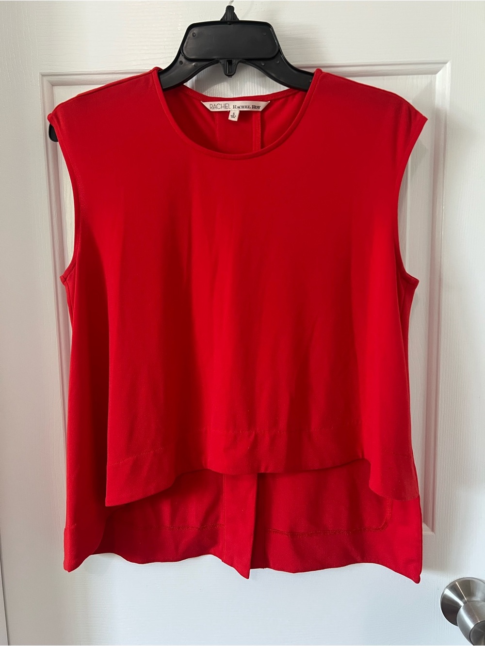 RACHEL Rachel Roy Vibrant Red Sleeveless Layered Tunic